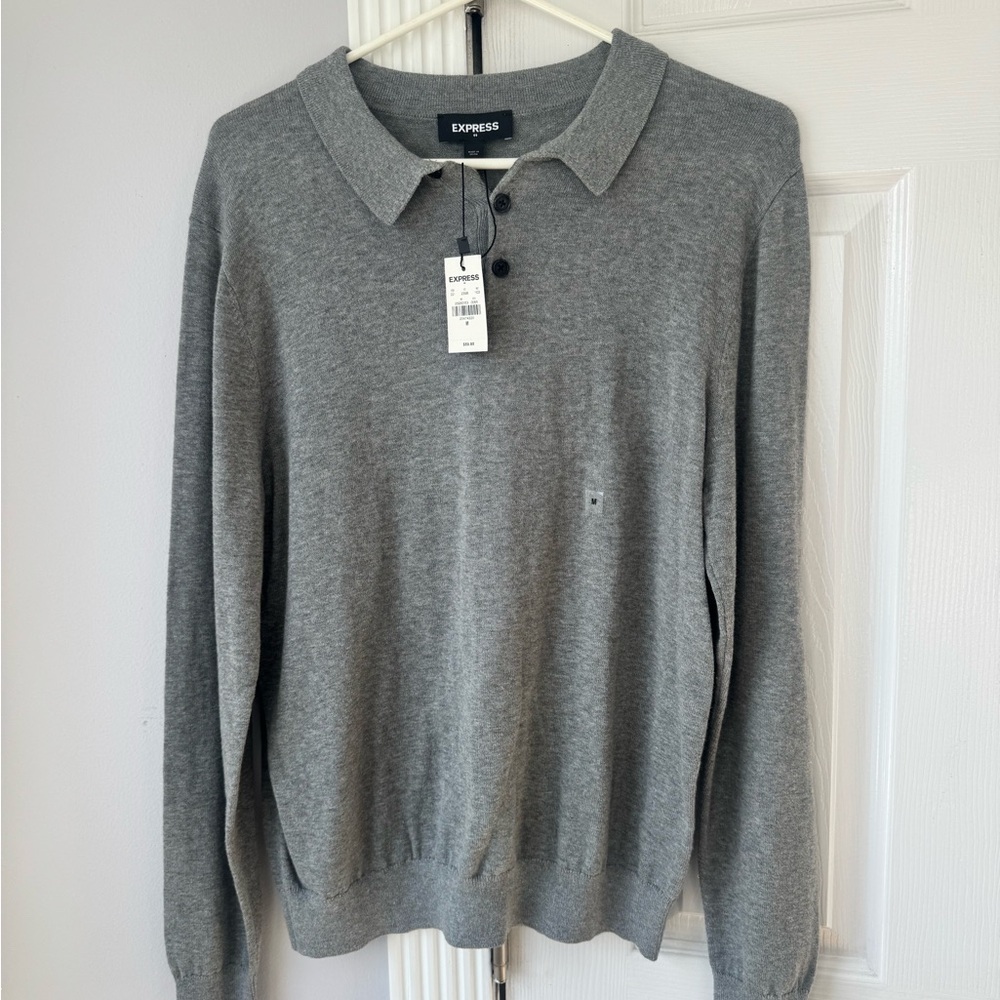 Express Charcoal Men's Polo Sweater